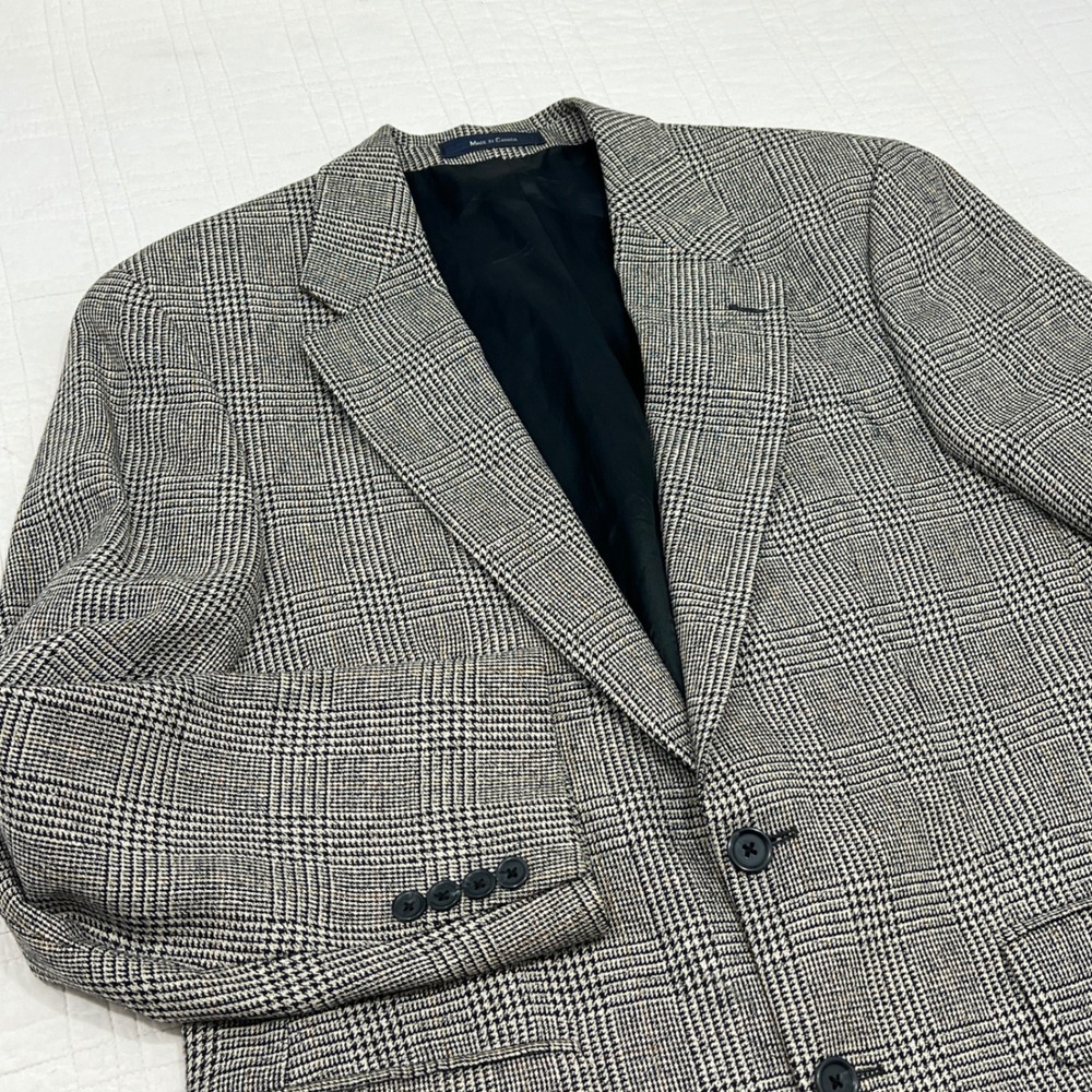Vintage Chaps Ralph Lauren Silk Wool Glen Plaid Sport Coat Grey 40R Canada